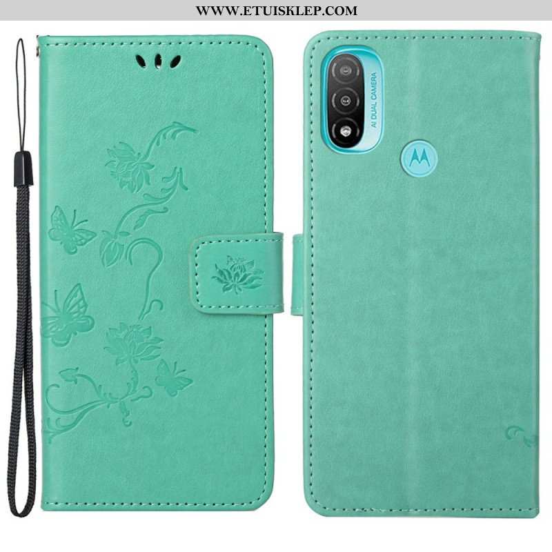 Etui Folio do Moto G71 5G Azjatyckie Motyle I Kwiaty